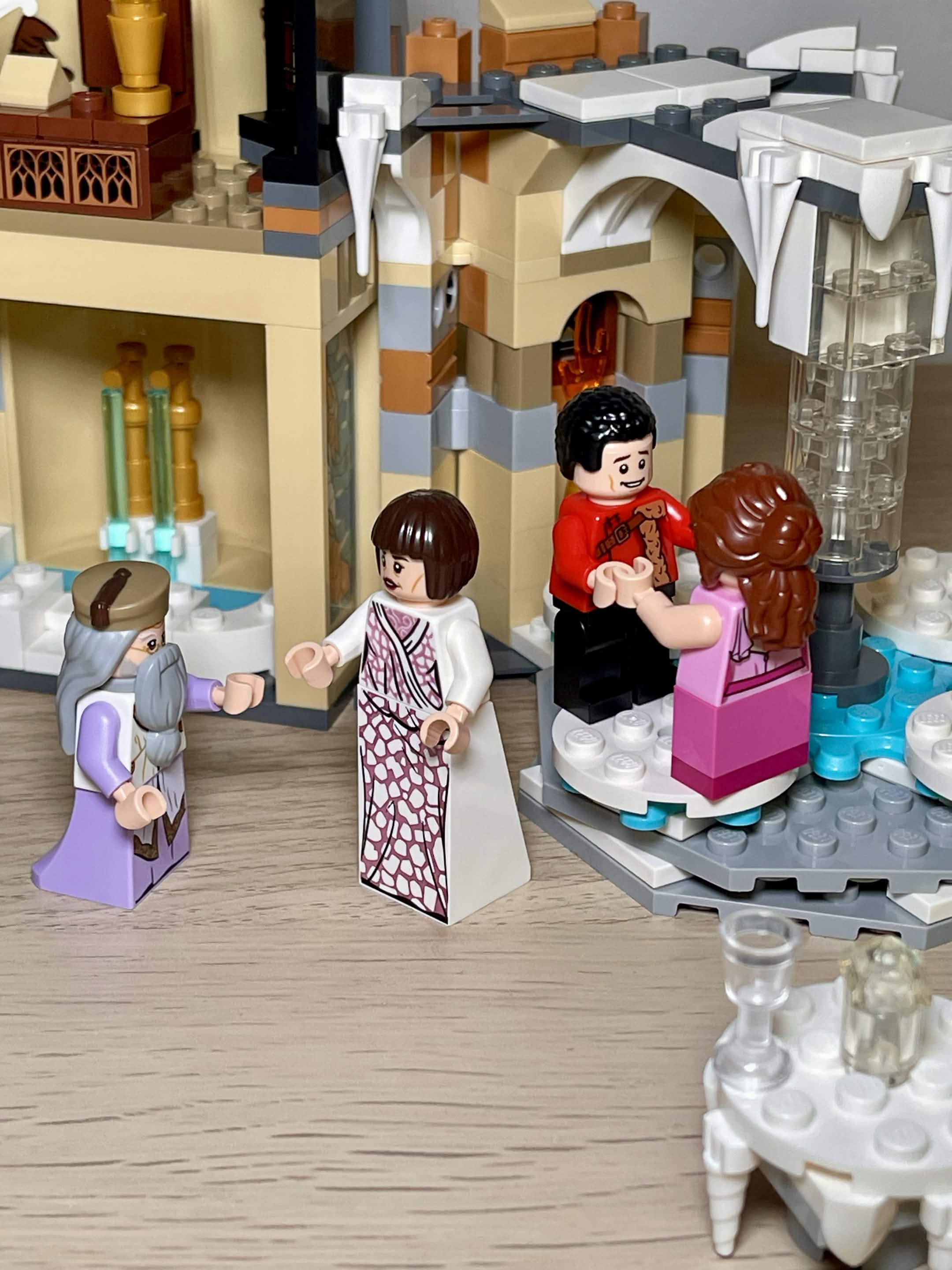 LEGO 75948 Hogwarts Clock Tower Yule Ball dancing scene with Fleur, Krum, Ron and Hermione