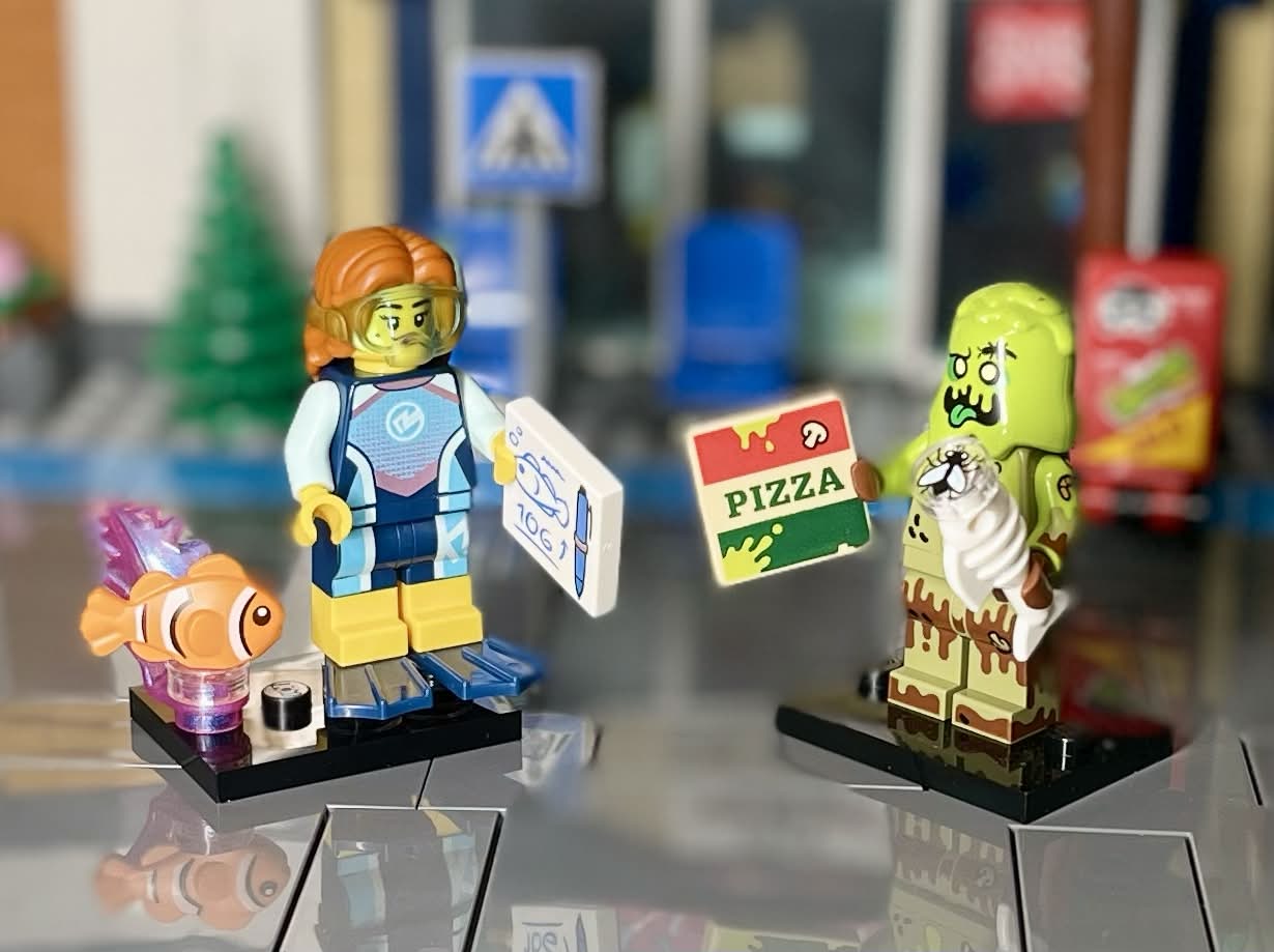 LEGO CMF Series 29 Marine Biologist and Trash Monster minifigures