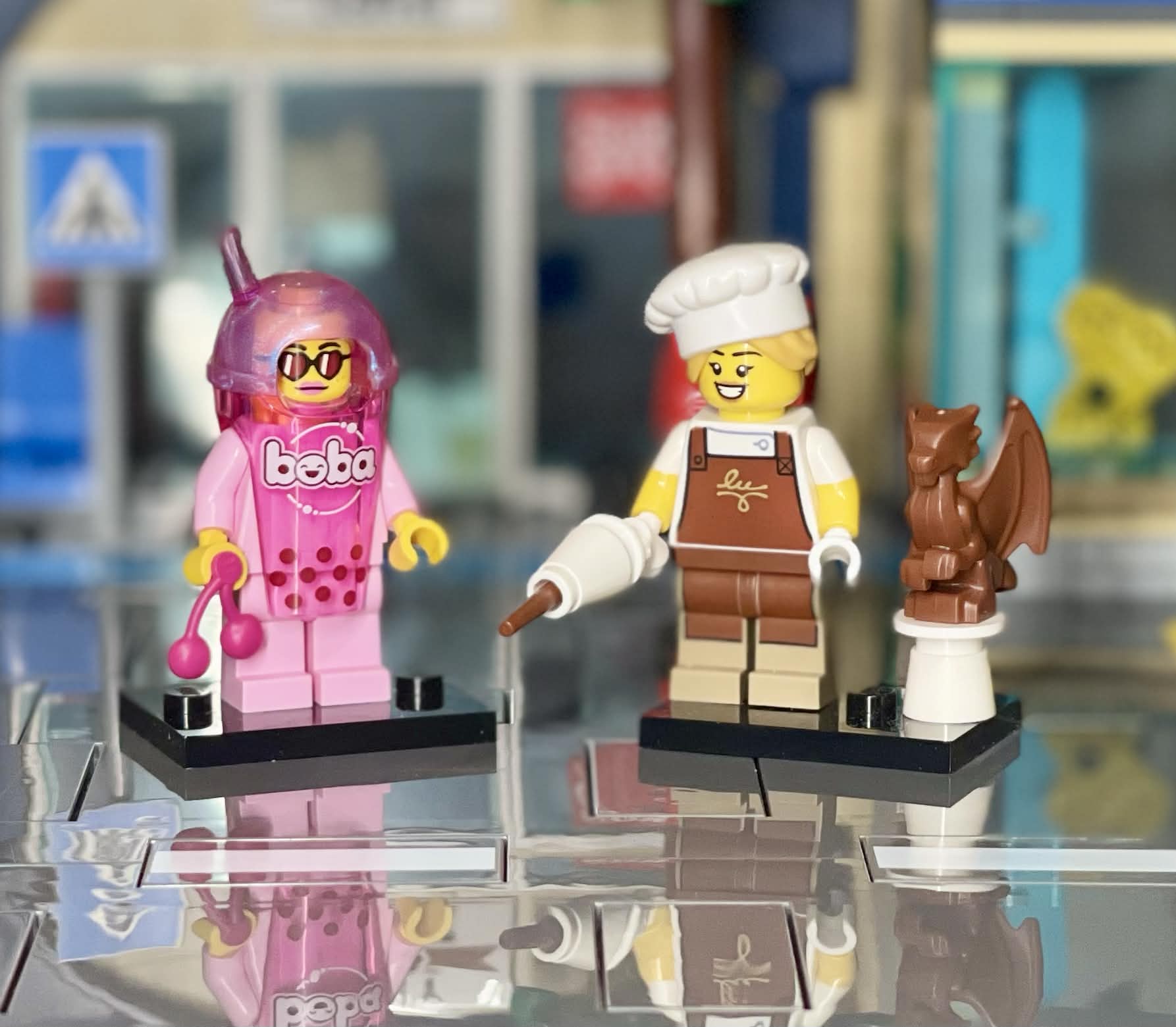 LEGO CMF Series 29 Boba Cup Fan and Chocolatier minifigures