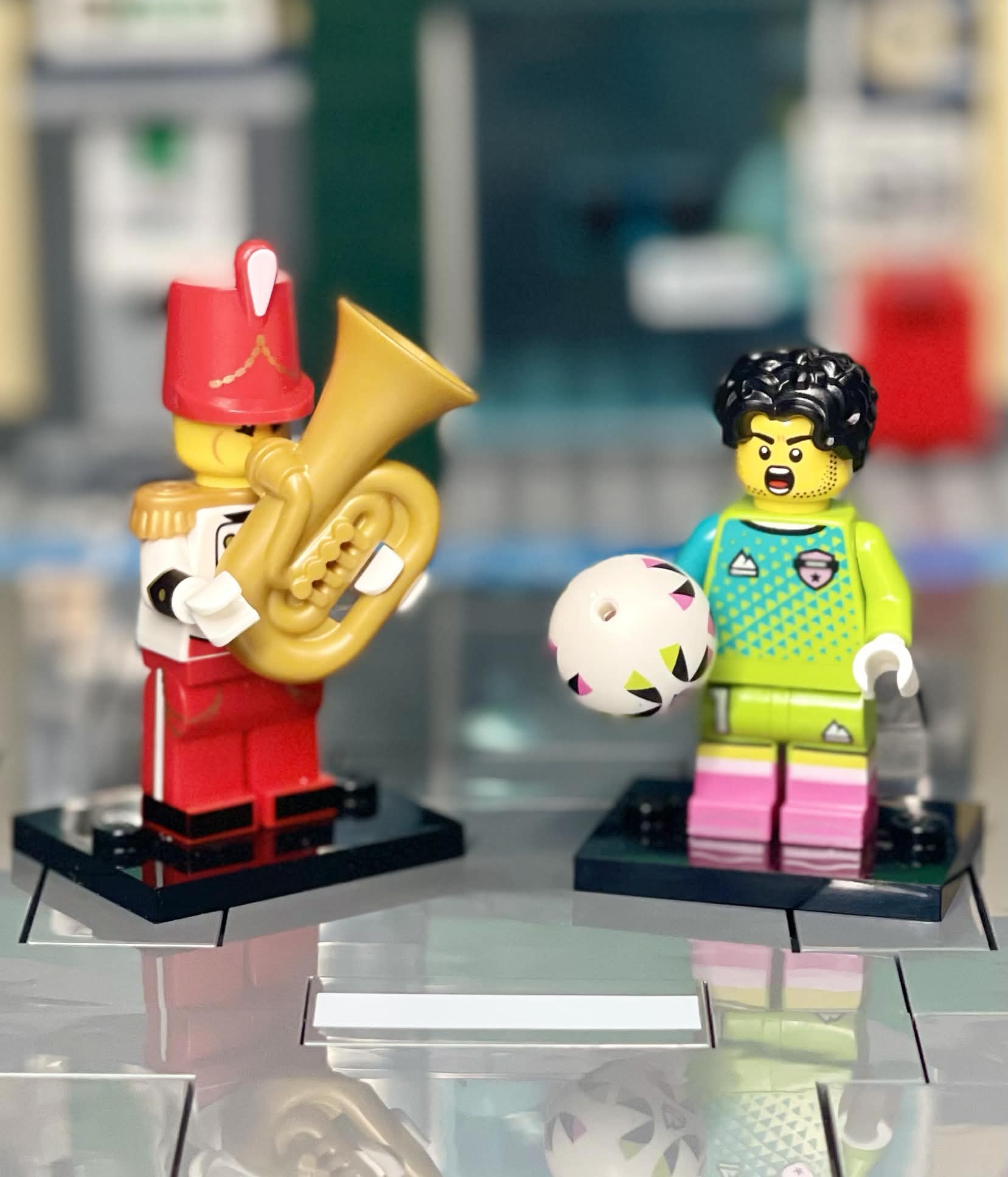 LEGO CMF Series 29 Tuba Player and Soccer Goalkeeper minifigures
