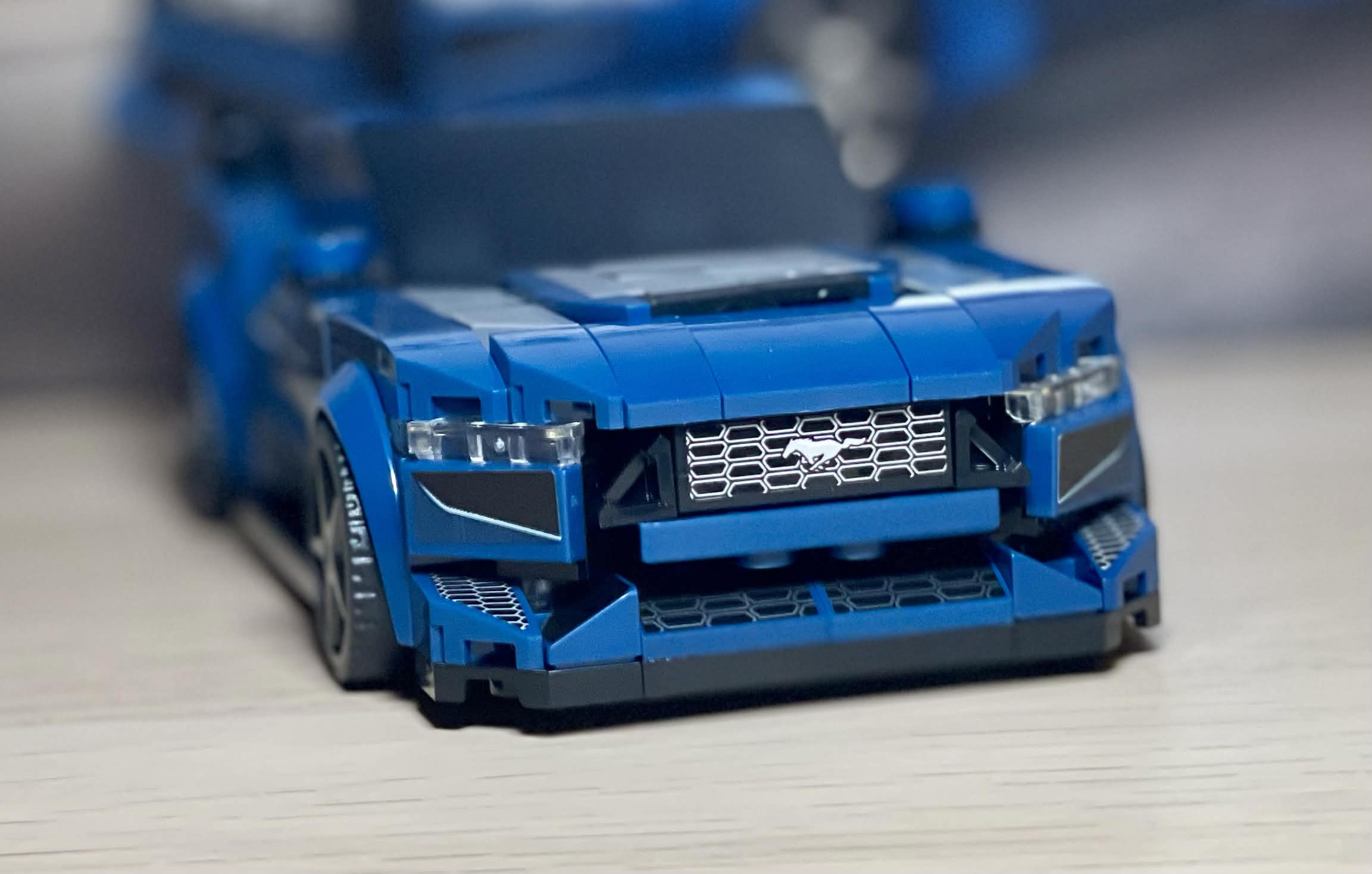 LEGO 76920 Ford Mustang Dark Horse front grille and hood detail