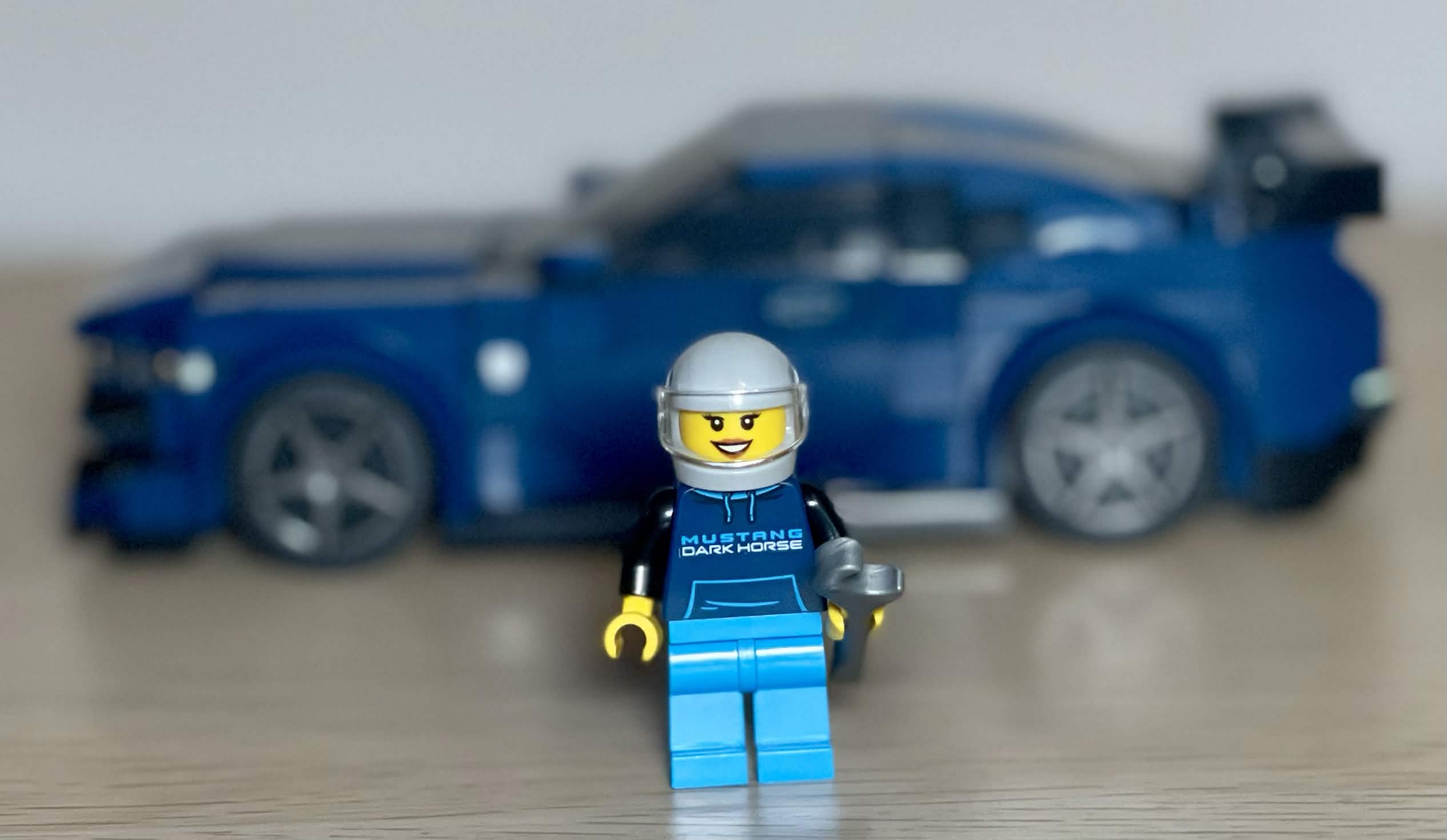 LEGO 76920 Ford Mustang Dark Horse driver minifigure close-up