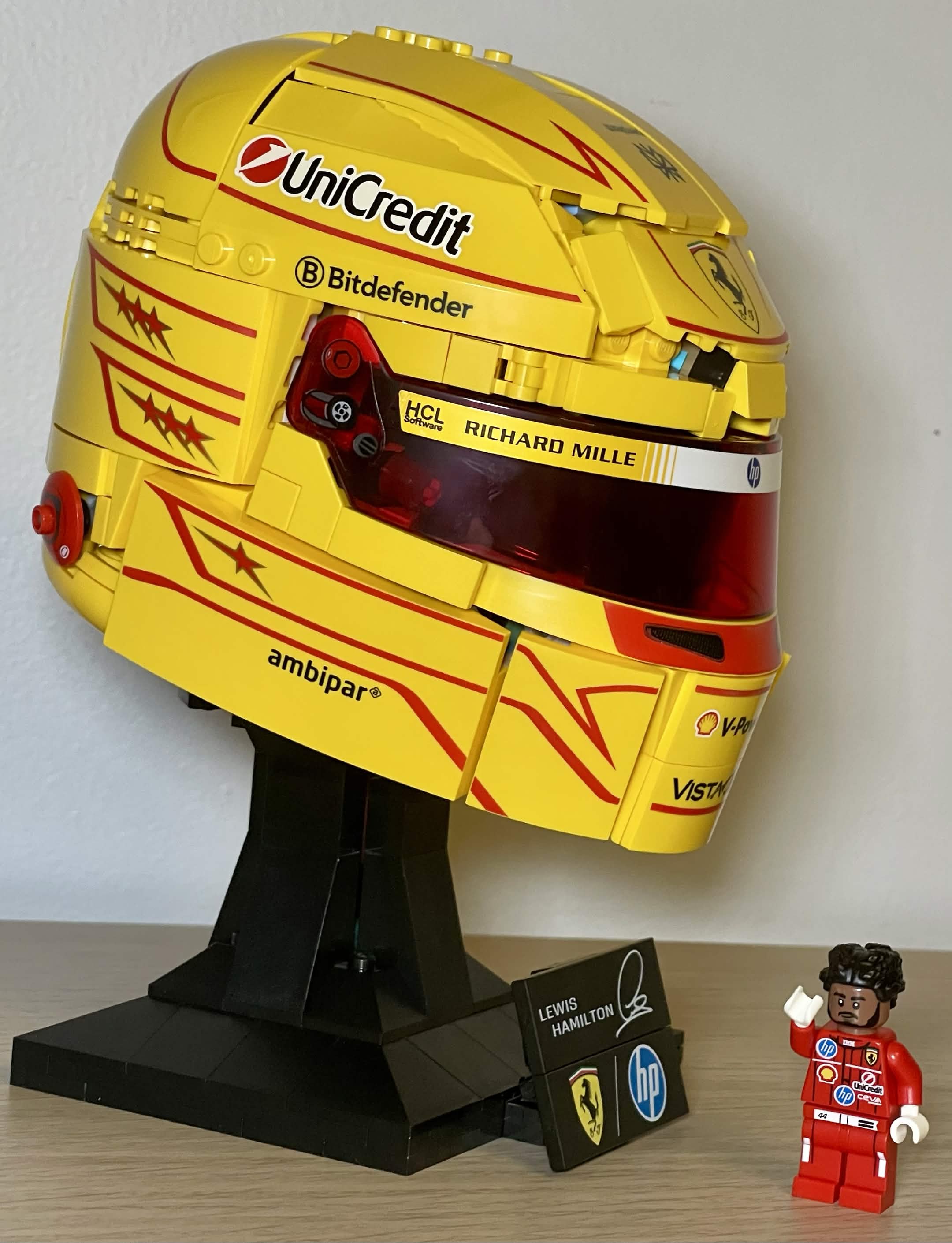 LEGO 43022 Lewis Hamilton Helmet side profile with sponsor decals