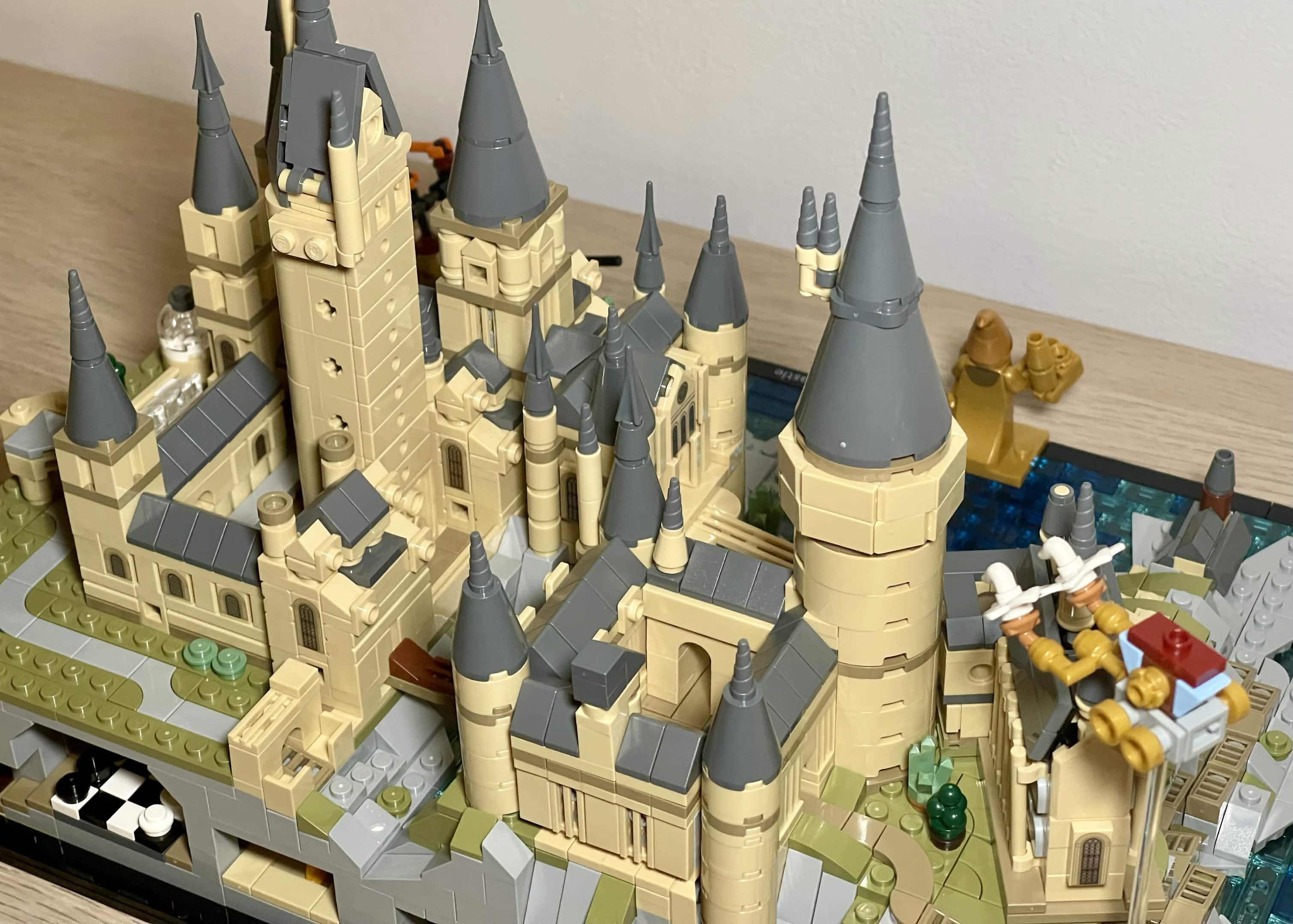 LEGO 76419 Hogwarts Castle back towers and Quidditch pitch view