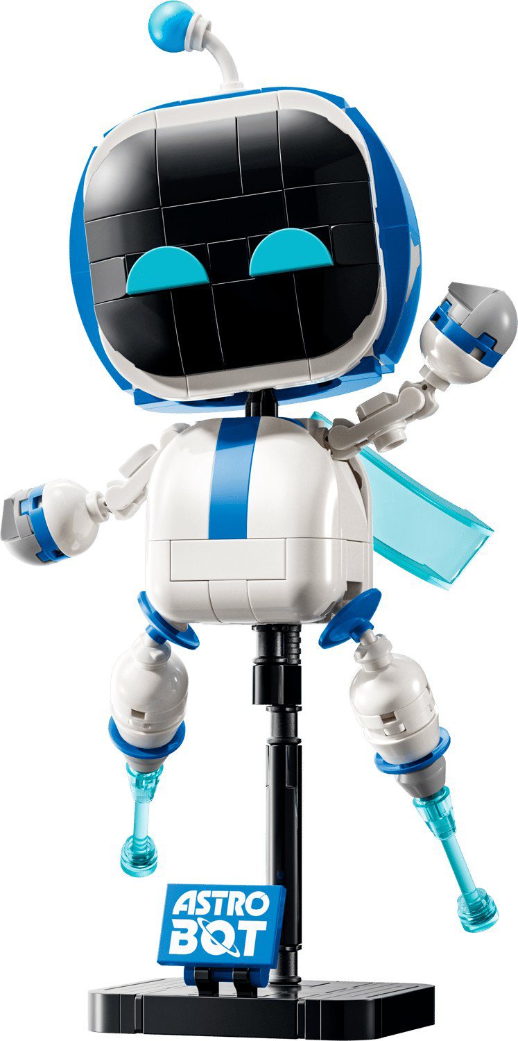 LEGO Astro Bot 40899 gift with purchase, a posable brick-built Astro Bot with cape and display stand